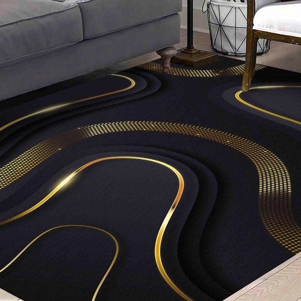 Black and Gold Rugs Etsy