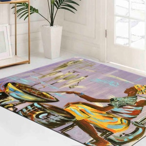 Salon Decor Rug, 3D Printed Rug, Pattern Rug, Anti-Slip Carpet, African Mother Cooking Rug, Authentic Nigerian Rugs, African Rug,