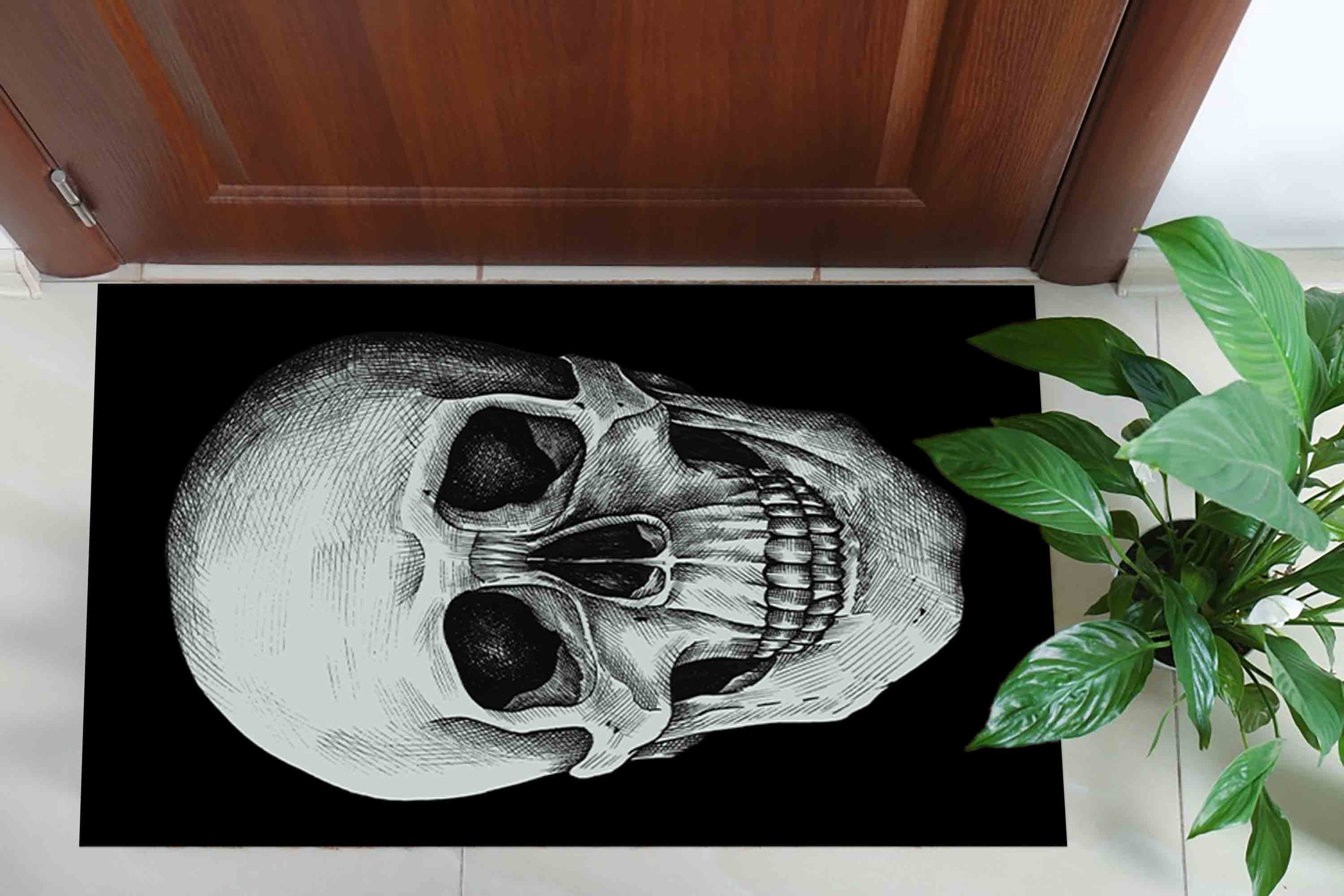 Discover Skull Rug, Loft Rug, Black Rug, Modern Rug, Non Slip Rug, Machine Washable Rug, Classic Rug, Housewarming Gift, Gift For Him, Horror Rug,