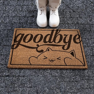 Alfombras Goodbye, Felpudo Goodbye, Felpudo moderno, Felpudo Coco, Alfombra para colgar en la pared, Alfombra lavable a máquina, Alfombra decorativa para el hogar,