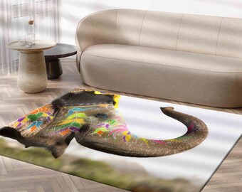 Stair Rug, Office Rug, Entryway Rug, Personalized Gifts, Ethnic Rug, Cute Elephant Rug, Animal Rug, Custom Rug, Bathroom Rug, Gift For Him,