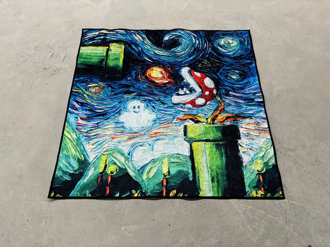 Door Mat, Entry Rug, 3D Printed Rug, Gift Rug, Mario Van Gogh Rug ...