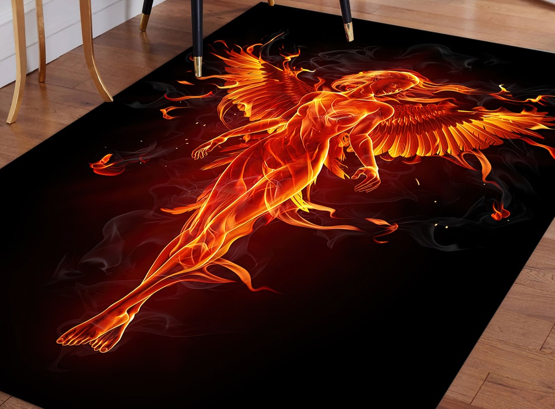Angel Fairy Rug 3D Printeds Rug, Bedroom Rug, Colorful Rug, Gift for Him, Fire Angel ...