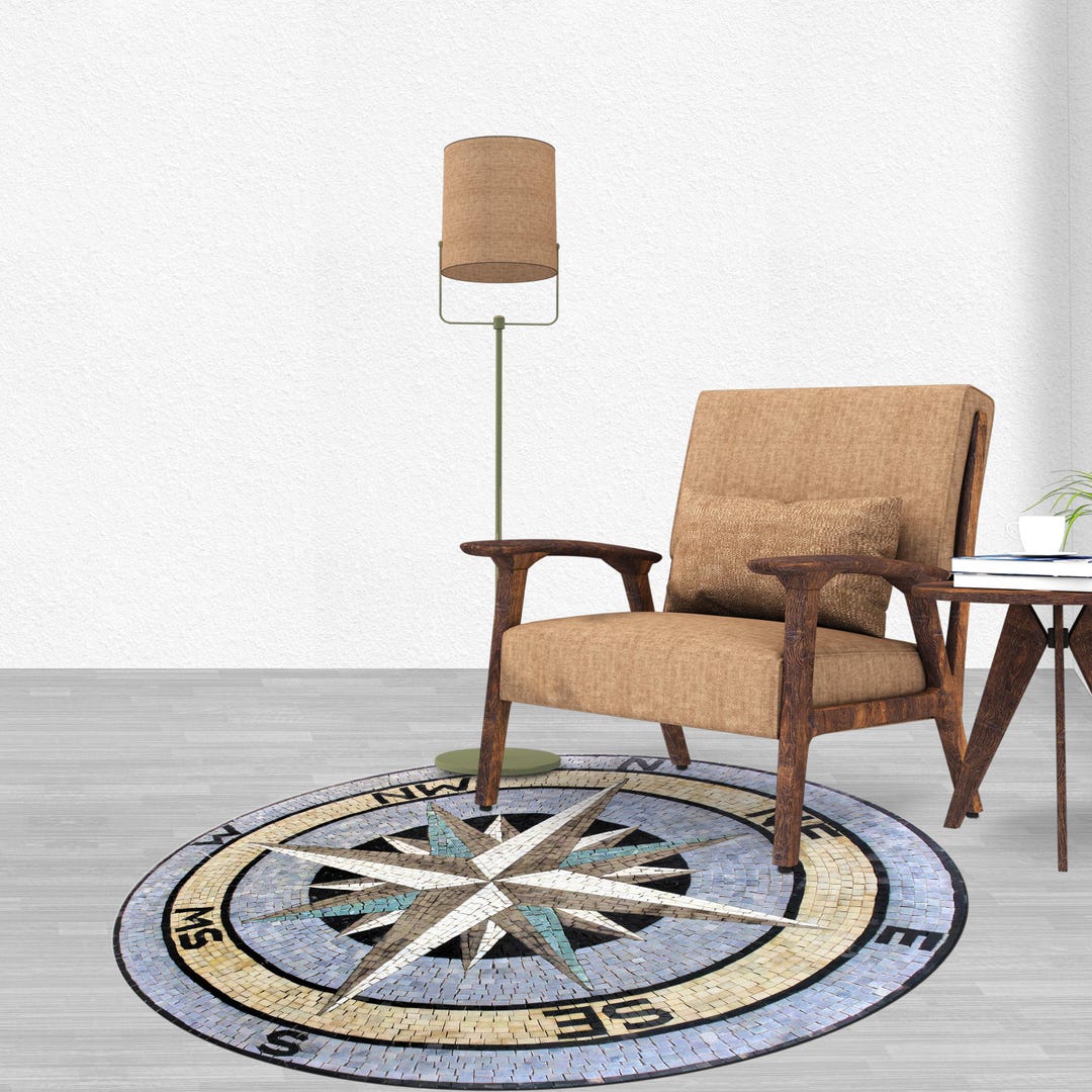Compass Rugs, Round Rug, Compass Round Rug, Modern Rug, Round Rug, Bath ...