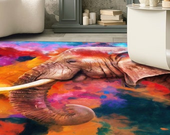 Outdoor Rug, 3D Printed Rug, Customs Rug, Gift Rug, Elephant Painting Rugs, Abstract Rugs, Animal Rugs, Runner Rug, Thick Rug, Printed Rug,