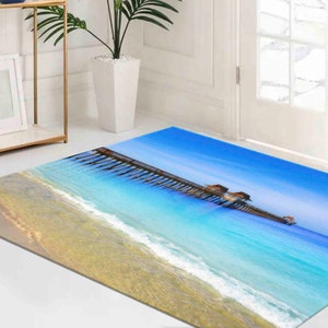 Naples Pier Rug, Beach Landscape Rug, Florida Rug, Landscape Rugs, Office Rug, Coastal Rug, Front Door Rug, Housewarming Gift, Corridor Rug,