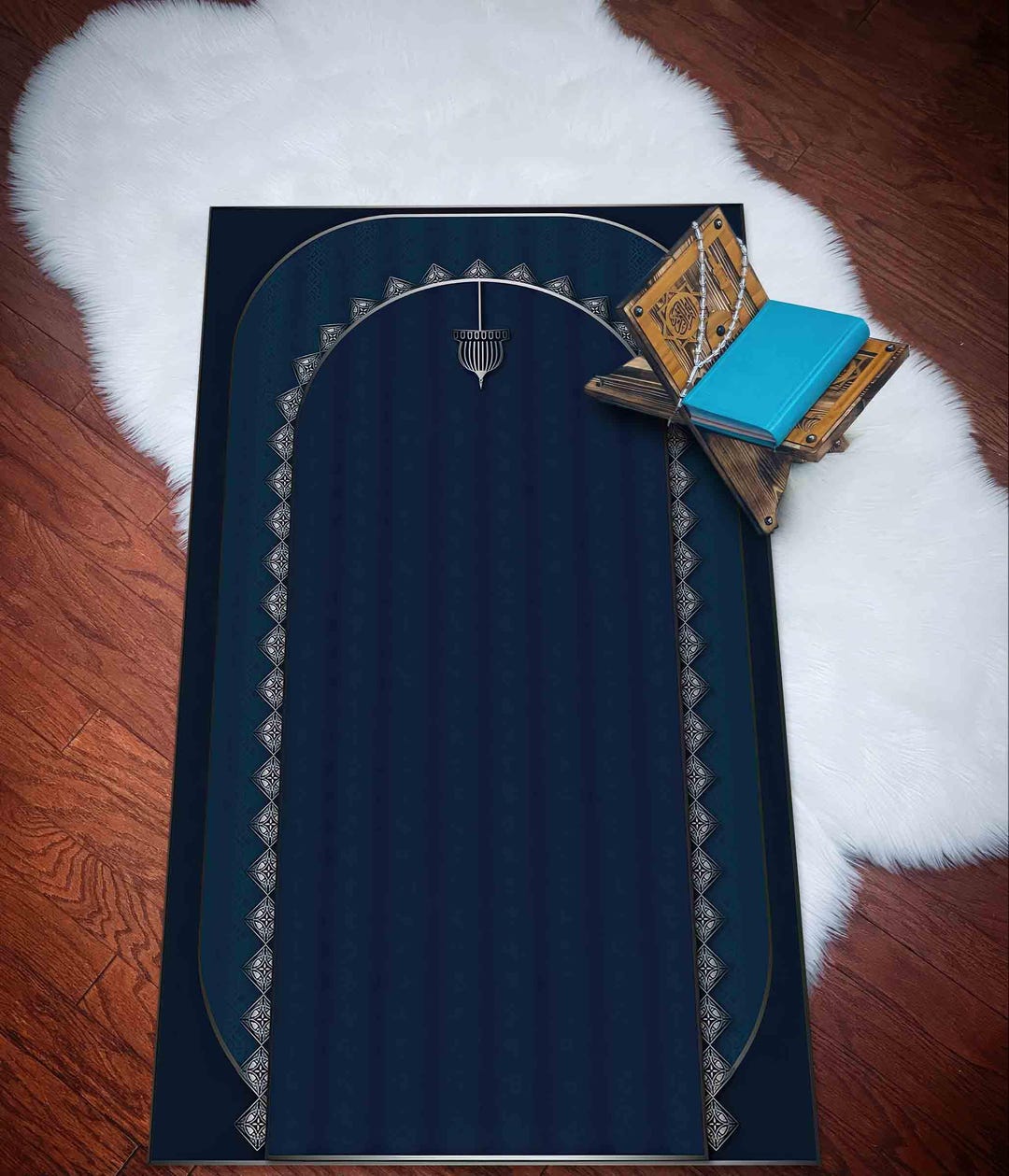 Blue and Silvery Prayer Rugs, Worship Rug, Religious Rugs, Muslim ...