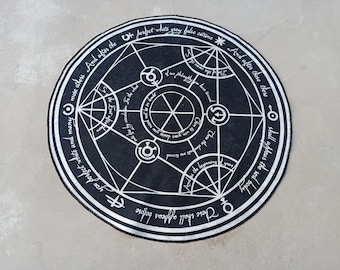 FMA Transmutation Rug, FMA Rugs, Full Metal Transmutation Rugs, Modern Rugs, Bath Rug, Bathroom Rug, Outdoor Rug, Colorful Rug, Round Rug,