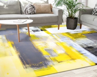 Luxury Rug, Step Rug, Pet Friendly Rug, Non Slip Rug, Yellow And Gray Rugs, Contemporary Rug, Modern Rugs, Gift Rug, Wedding Rug, Yellow Rug