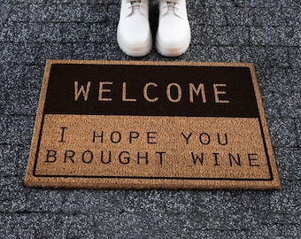 Welcome Rugs, Welcome Doormat Rug, I Hope You Brought Wine Rug, Printed Doormat Rugs, Living Room Rug, Front Door Rug, Colorful Rug,