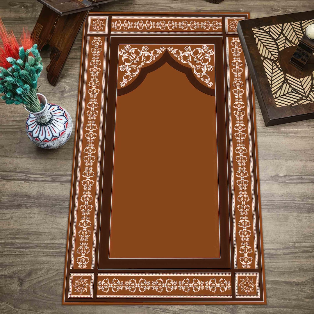 Prayer Rug Basic Brown Brown Prayer Rugs, Woeship Rugs, White Rug, Muslim Housewarming Rugs ...