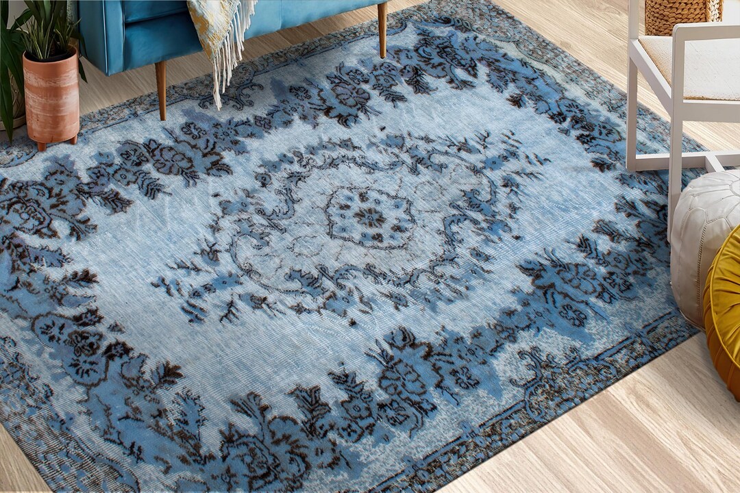 Bright Blue Patterned Rug Blue Rug, Medallion Pattern Rugs, Ethnic Pattern Rug, Moroccan Design ...