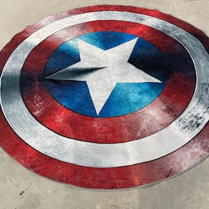 Classic Rug, Accent Rug, Nursery Rug, Non Slip Rug, Captain America Rugs, Captain America Shild Rug, Modern Rugs, Kitchen Rug, Boy Room Rug,