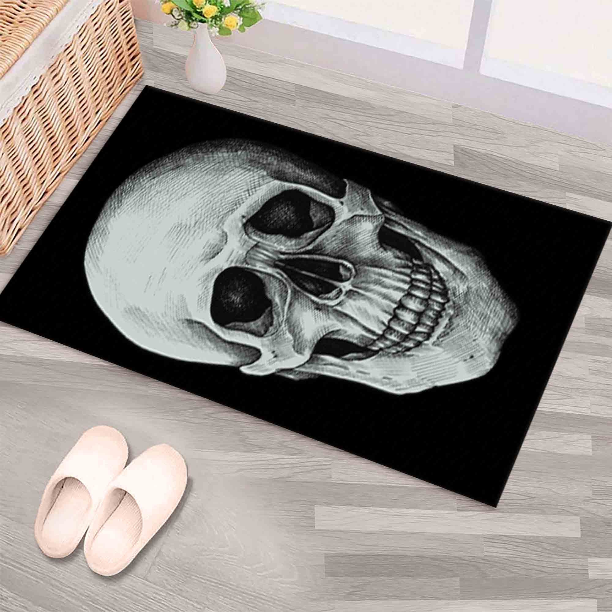 Discover Skull Rug, Loft Rug, Black Rug, Modern Rug, Non Slip Rug, Machine Washable Rug, Classic Rug, Housewarming Gift, Gift For Him, Horror Rug,