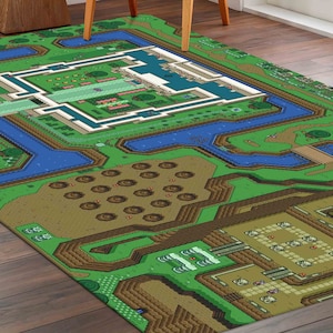 Alfombra de la leyenda de Zelda, alfombras de Zelda, alfombra para sala de juegos, alfombra con mapa, alfombra antideslizante, alfombra para interiores, alfombra para oficina, alfombra para salón, alfombra para niños, alfombra de chenilla,