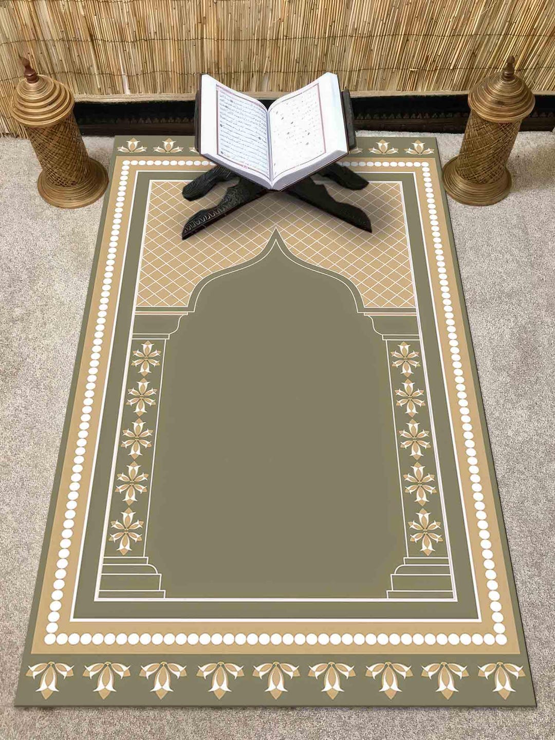Green and Beige Prayer Rug, Worship Rug, Religious Rug, Modern Rugs ...