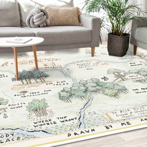 Winnie The Pooh Rug, Hundred Acre Rug, Map Rugs, Kids Room Rug, Wedding Rug, Home Decor Rug, Housewarming Gift, Salon Rug, Pattern Rug,