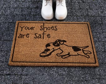 Alfombras para perros, felpudo para perros, alfombra "Tus zapatos están seguros", felpudo Coco, regalo de inauguración, alfombra impresa en 3D, alfombra decorativa, alfombra moderna.