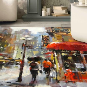 Personalized Rug, Nursery Rug, Gift Rug, Personalized Gifts, Street Landscape Painting Rug, City View Rug, Landscape Rug, Cool Rug,
