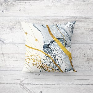 Marble Cushion Case, Contemporary Pillow Case, Gray And Gold Marble Pillow Cover, Gray Marble Cushion Cover, Unique Cushion Cover,