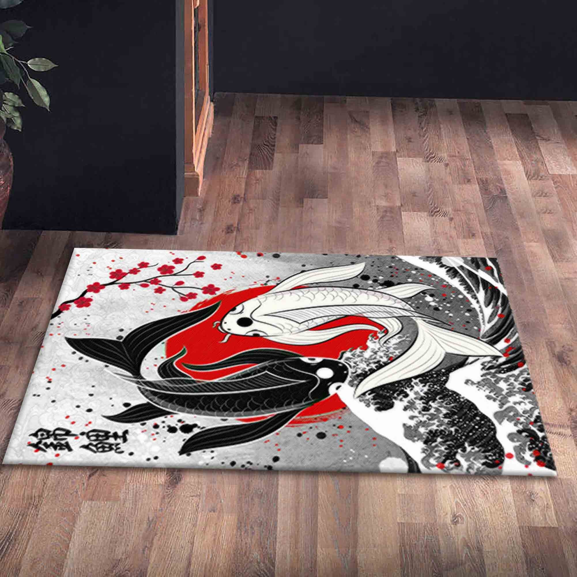 Fish Rug Handade Japanese Fish Rug, Anime Fish Rugs, Japanese Rug, Animal Rug, Corridor ...