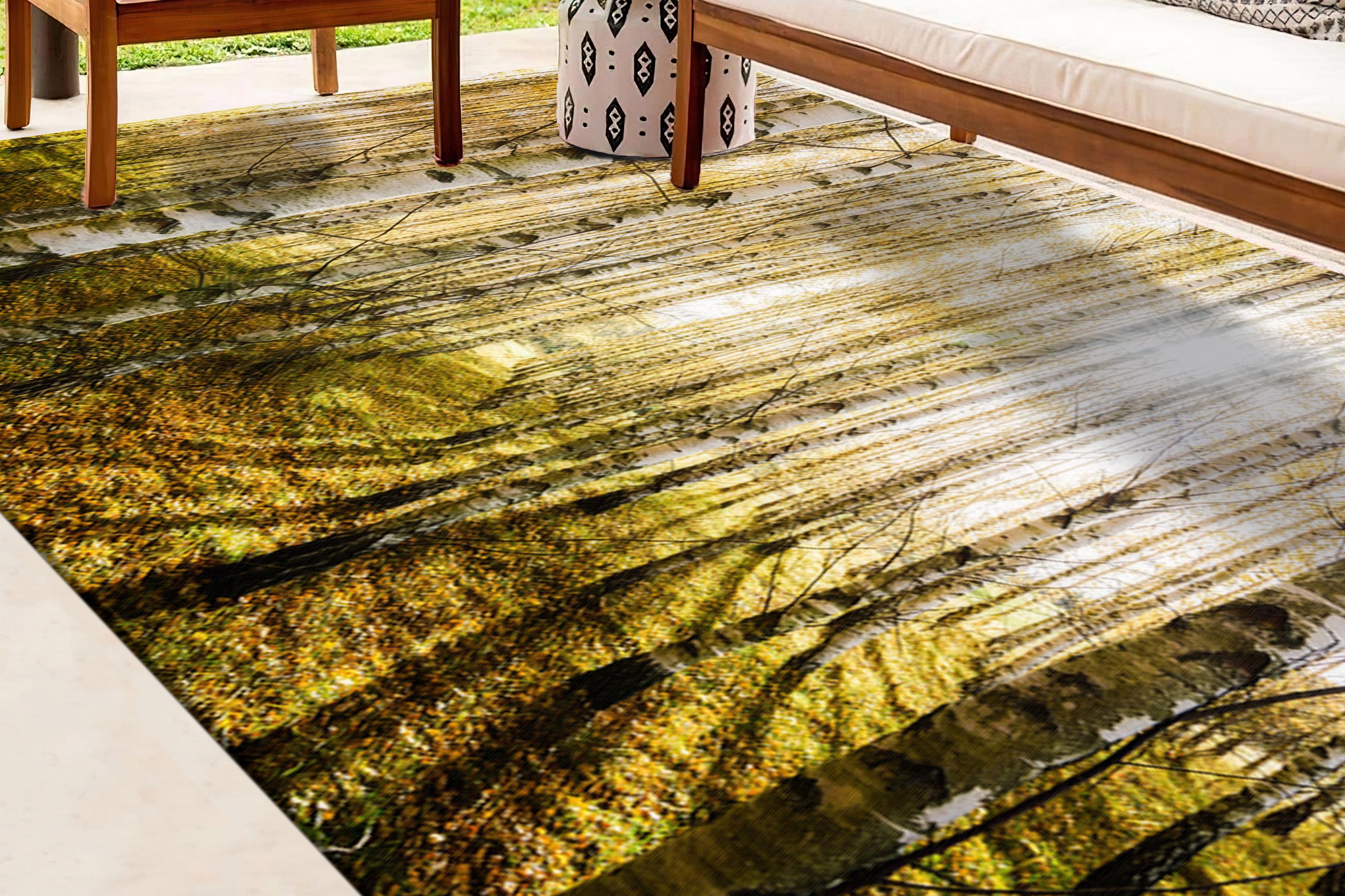 Birch Forest Rug, Tree Landscape Rug, Forest Rug, View Rug, Small Rug ...