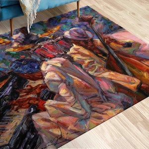 Personalized Rug, African American Art Rug, Non Slip Rug, Jazz Musicians Painting Rug, Jazz Rugs, Abstract Rug, Kitchen Rug, Ethnic Rug,