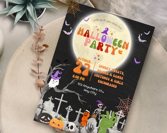 Digital Halloween Invitation Halloween Night Party Invitation Halloween Kids Party Invitation Editable Halloween Spooky Night Invitation