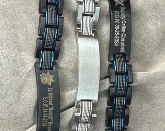Custom Stainless Steel Link Bracelet: Medical Alert, Memorial