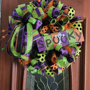 Halloween Wreath, Spooky Halloween Wreath, Holiday decor, Front door Wreath, Spooky Wreath, Deco Mesh Wreath