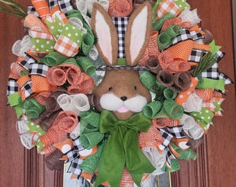 Easter bunny wreath, Farmhouse inspired Easter wreath