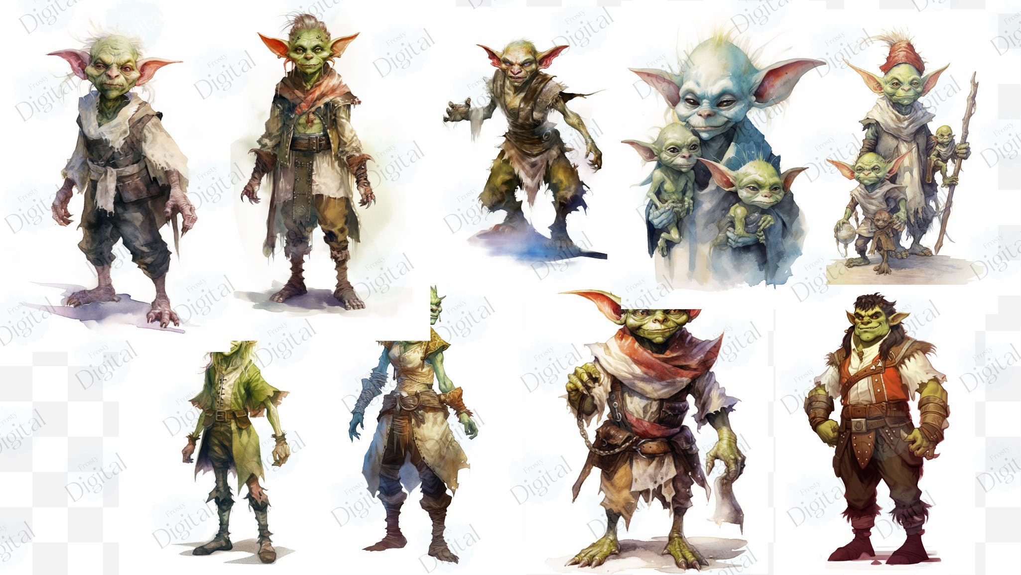 Watercolor Goblin Clipart Printable Dungeons and Dragons Dnd - Etsy