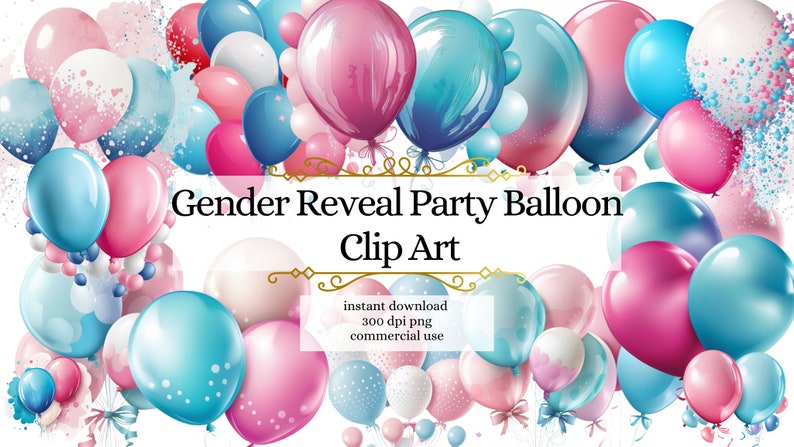 24 PNG Gender Reveal Balloons Clip Art Gender Reveal Party - Etsy