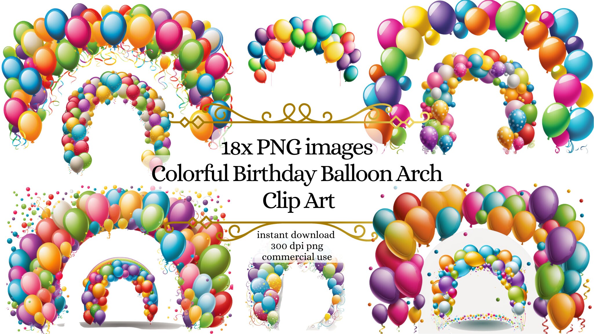 18 Birthday Balloon Arch Garland Clipart Colorful Balloons Etsy
