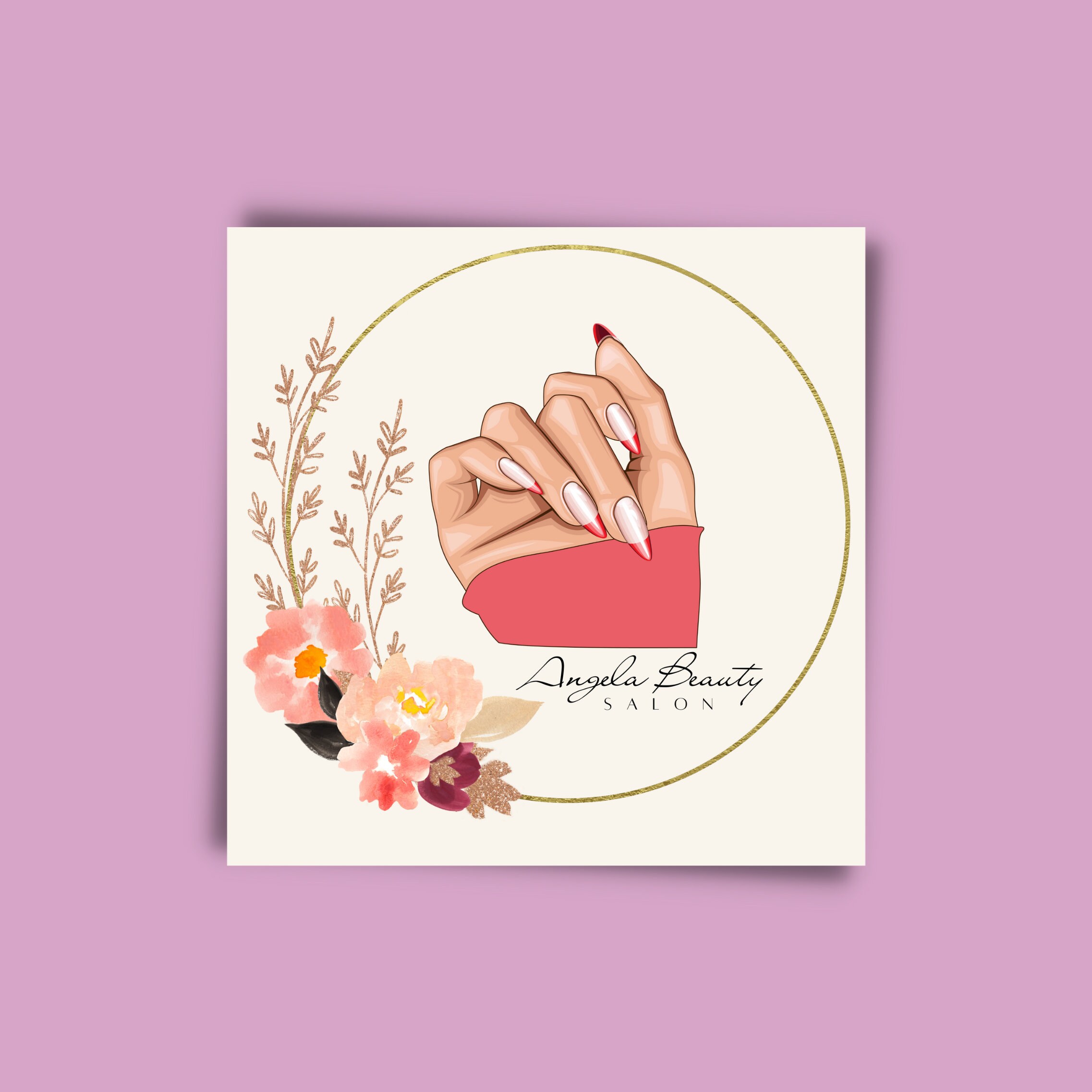 3 Beauty Logo, Nail Artist Logo Design, Premade Logo, Elegant Logo