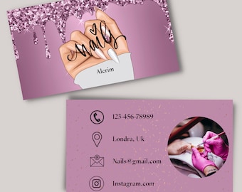 Editable Nail Artist Business Card Template Professionally Designed Beauty Card For Nail Techs And Salons
