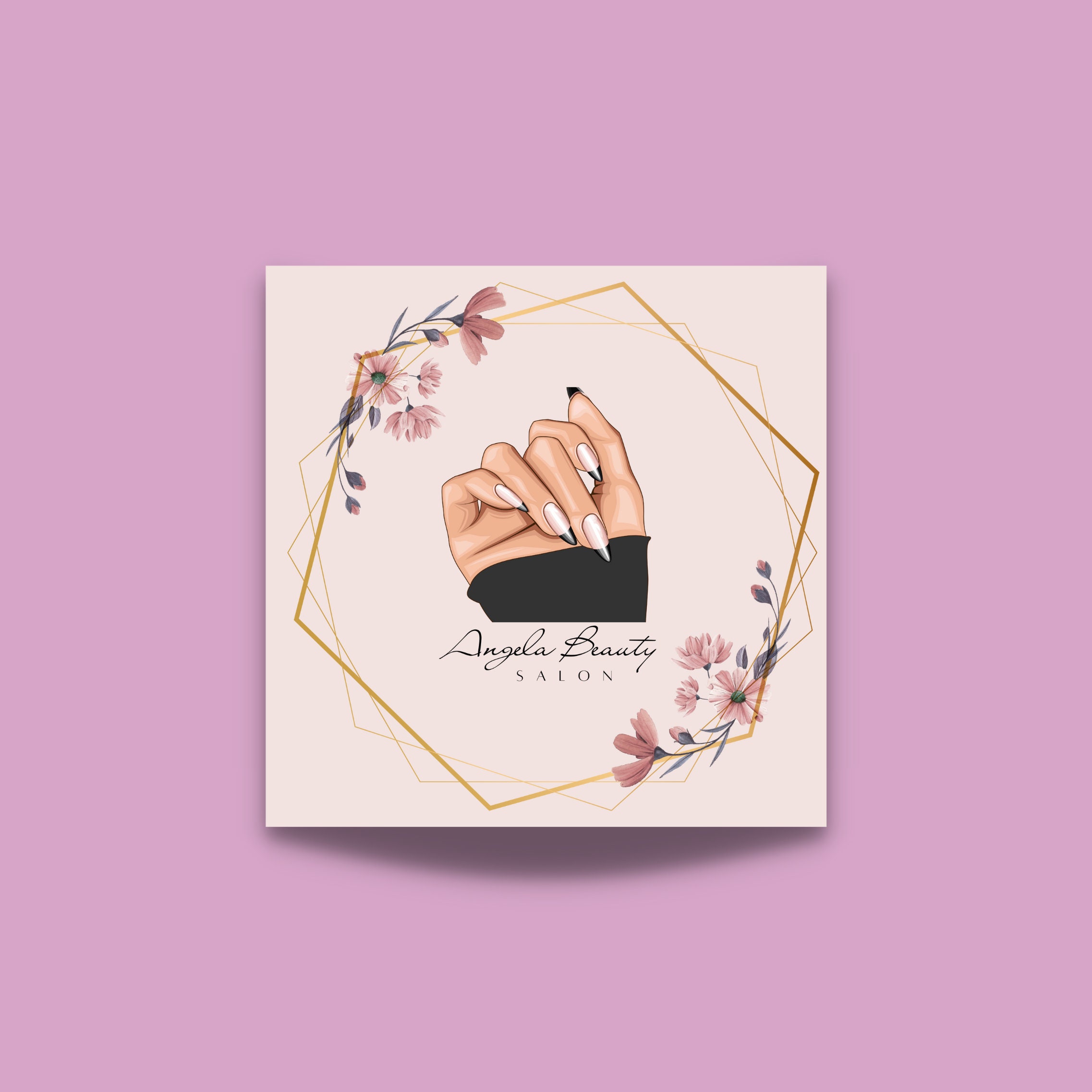 3 Beauty Logo, Nail Artist Logo Design, Premade Logo, Elegant Logo