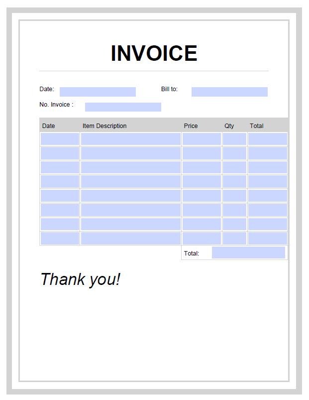 Simple FILLABLE Invoice - Etsy
