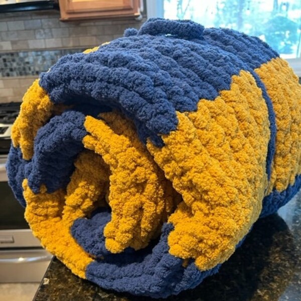 Hand Knit Blanket Etsy