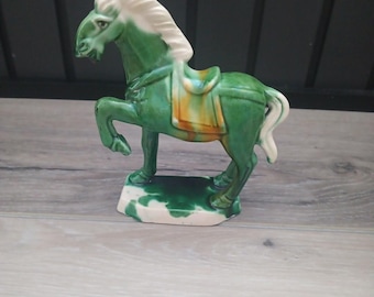 Vintage Chinese Tang Dynasty Drip STYLE Glaze Ceramic War Horse Figurined