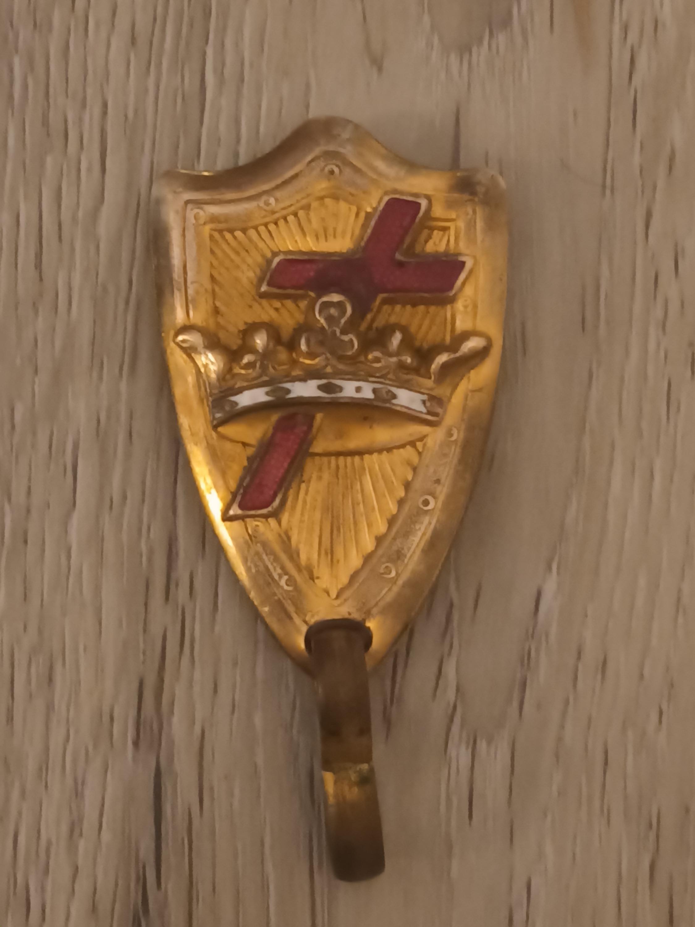 Vintage Masonic Knights Templar Brass & Enamel Sword Chain
