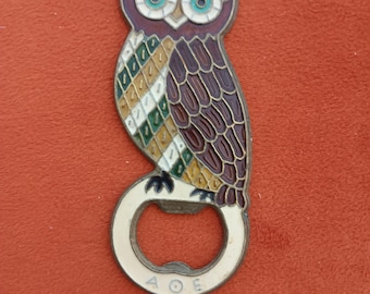 Abridor de botellas de cerveza de metal con forma de búho cornudo de latón vintage, bronce AOE