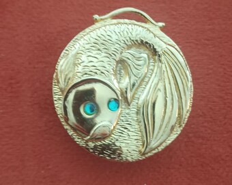 Vintage Revlon Compact Perfume Cream koi Fish. Pieces green rhinestone Compact 1.75"wide