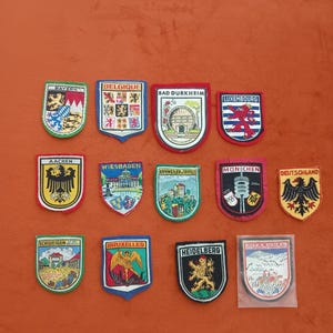Vintage Lot of 13 German fabric Patches HEIDELBERG Souvenir Woven Sew On Cloth Badges 1950s