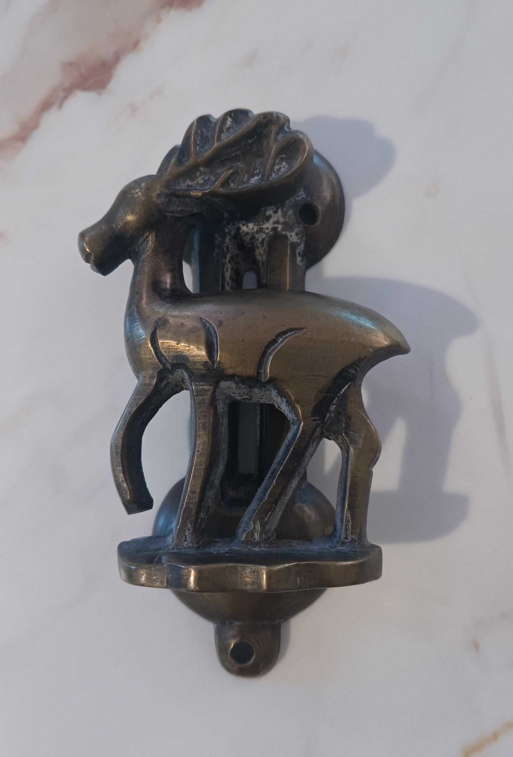 Vintage MCM Victorian Style Stag Deer Reindeer Door Knocker
