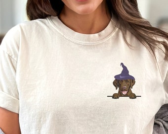Minimalist Labrador Retriever Halloween Shirt, Chocolate Lab Dog Mom Tee, Labrador Spooky Season Dog Dad Crewneck, Retriever Dog Mama Gift
