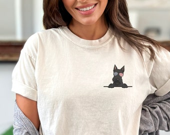 Minimalist Scottish Terrier Patriotic Shirt, Black & Rust Scottie Dog Mom Tee, Terrier 4th of July, Dog Dad Crewneck T-Shirt, Dog Mama Gift