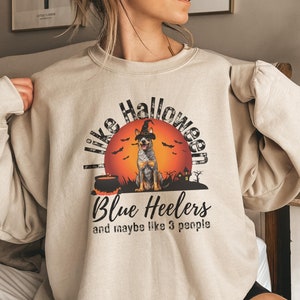I Like Australian Cattle Dogs Halloween and Maybe Like 3 People Spooky Season Crewneck Sweatshirt, ACD Dad Sweater, Heeler Mom Gift Jumper