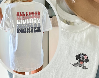 German Shorthaired Pointer Patriotic Shirt, Black GSP Freedom Dog Mom Tee, Pointer 4th of July, Dog Dad Crewneck TShirt, Dog Mama Gift