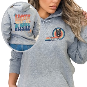 Personalized Belgian Malinois Dog Mama Hoodie Pullover, Custom Retro Grunge Dog Name Gift for Malinois Mom, Maligator Hooded Sweatshirt